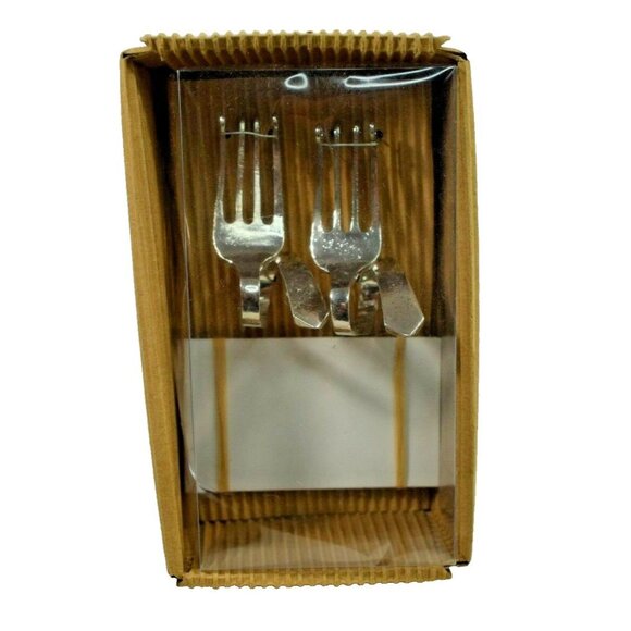 Set Of 2 Decorative Fork Place Card/Menu Marker Holders With 8 Blank Cards By Th - Picture 3 of 3